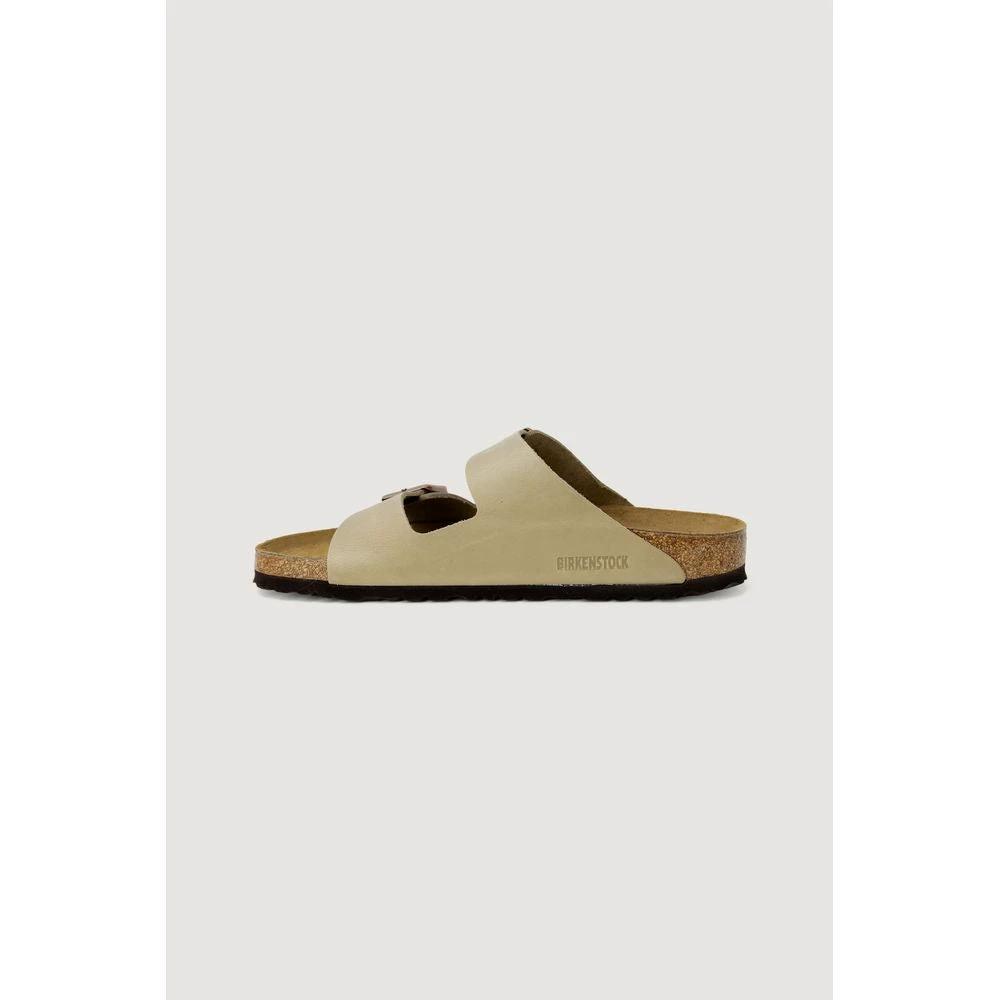 Birkenstock Beige Synthetic Slippers by Birkenstock