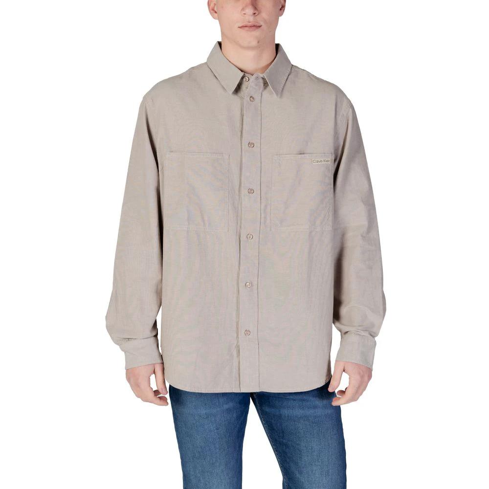Calvin Klein Jeans Beige Recycled Cotton Shirt by Calvin Klein Jeans