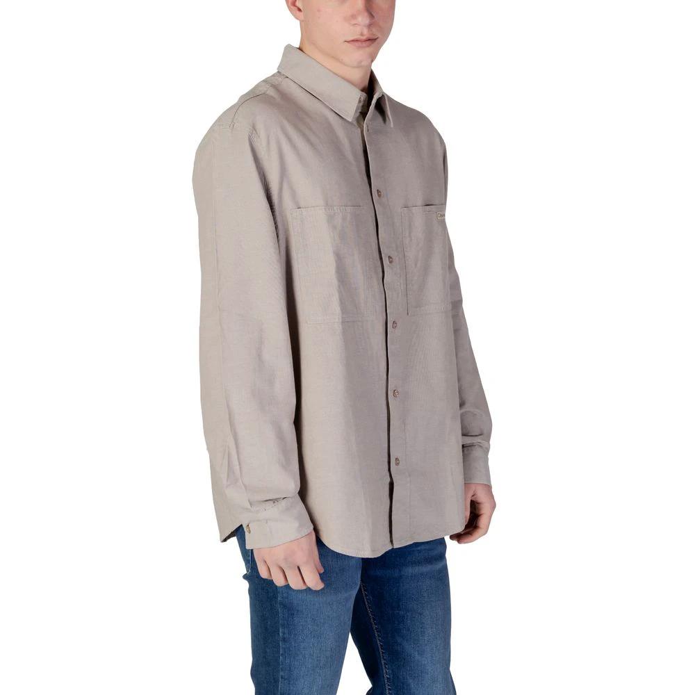 Calvin Klein Jeans Beige Recycled Cotton Shirt by Calvin Klein Jeans