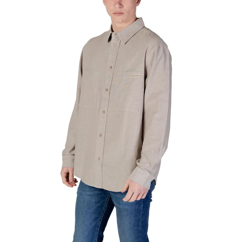 Calvin Klein Jeans Beige Recycled Cotton Shirt by Calvin Klein Jeans