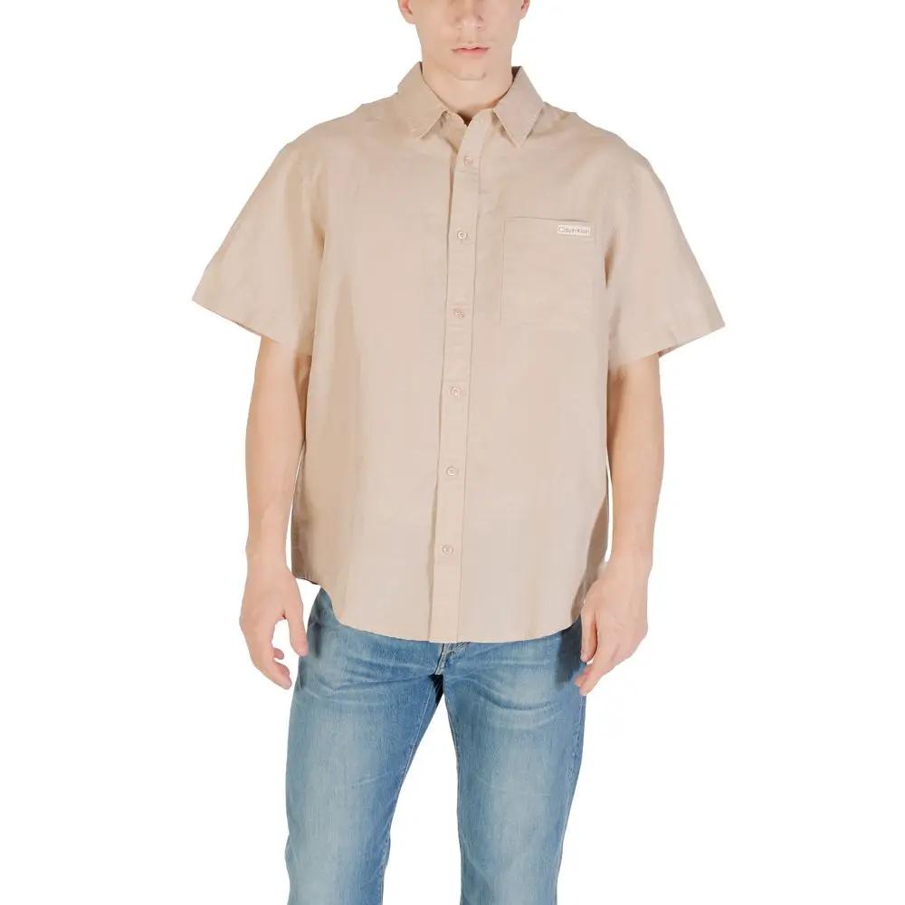 Chemise à manches courtes en lin beige Calvin Klein Jeans