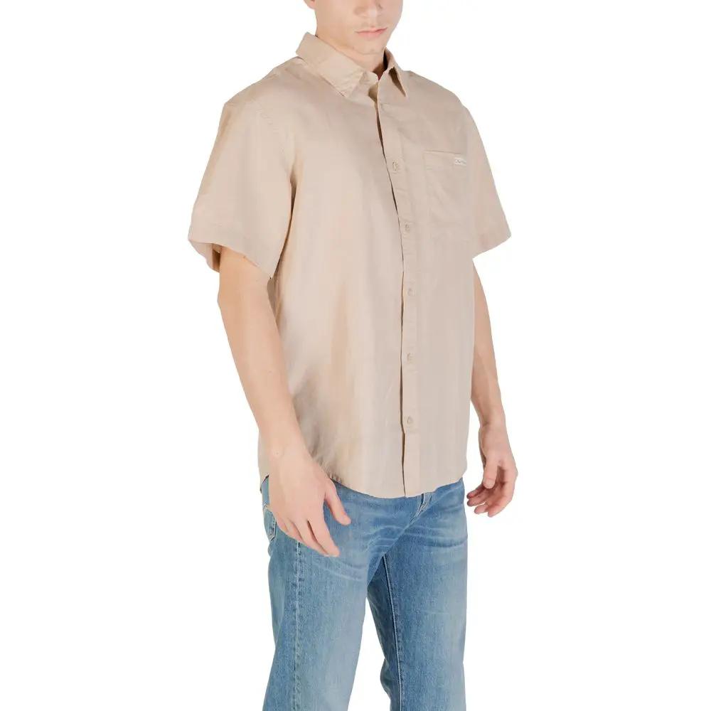 Chemise à manches courtes en lin beige Calvin Klein Jeans