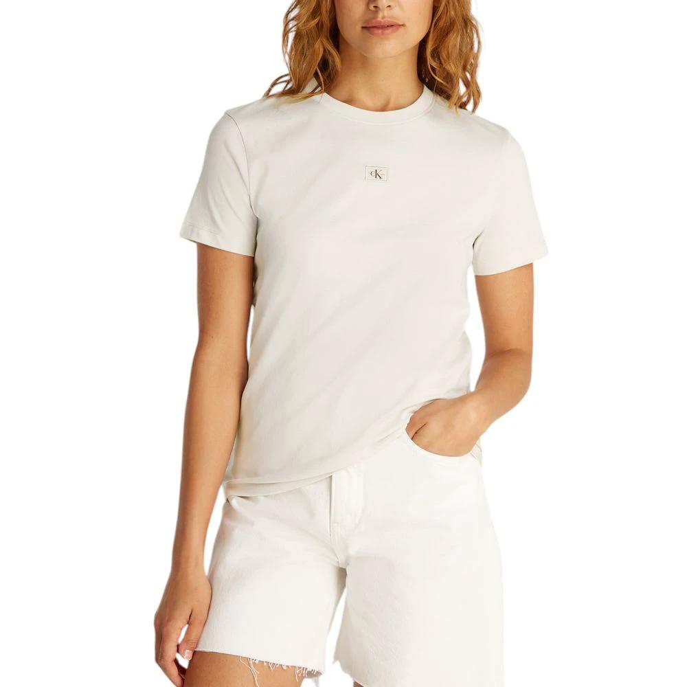 Calvin Klein Jeans Beige Recycled Cotton T-Shirt by Calvin Klein Jeans