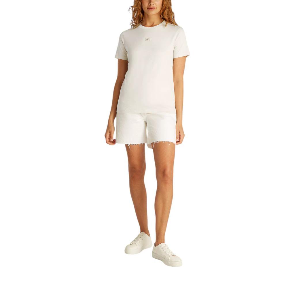 Calvin Klein Jeans Beige Recycled Cotton T-Shirt by Calvin Klein Jeans