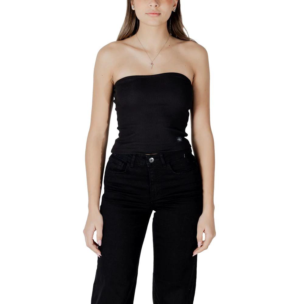 Calvin Klein Jeans Black Recycled Cotton Top by Calvin Klein Jeans