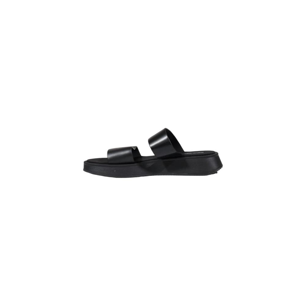 Calvin Klein Jeans Black Leather Flat Sandals by Calvin Klein Jeans