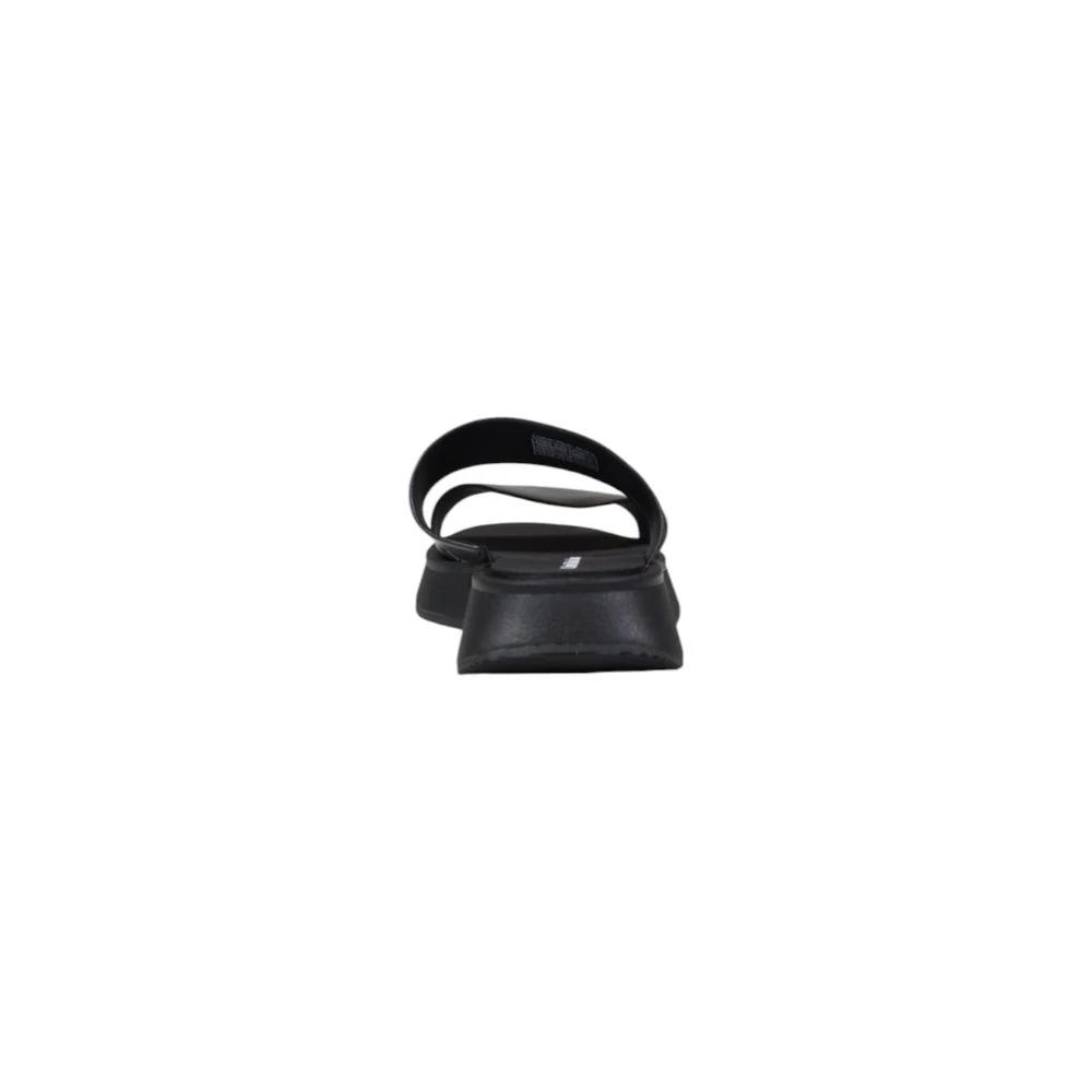 Calvin Klein Jeans Black Leather Flat Sandals by Calvin Klein Jeans