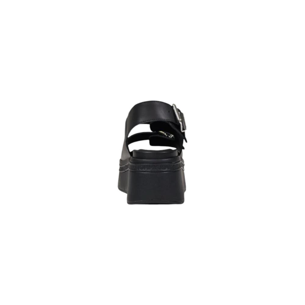 Tommy Hilfiger Jeans Black Leather Platform Sandals by Tommy Hilfiger Jeans