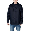 Armani Exchange Blue Linen Dress Shirt by Armani Exchange