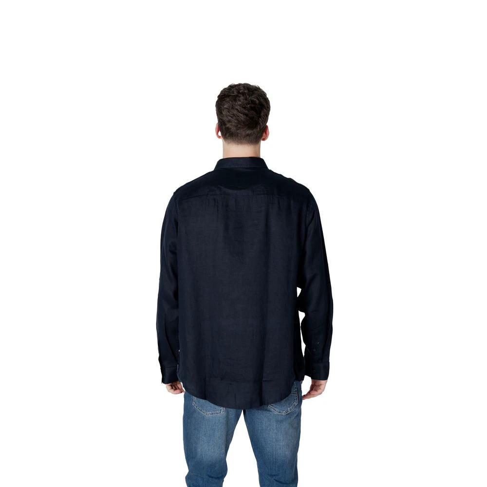 Armani Exchange Blue Linen Dress Shirt by Armani Exchange