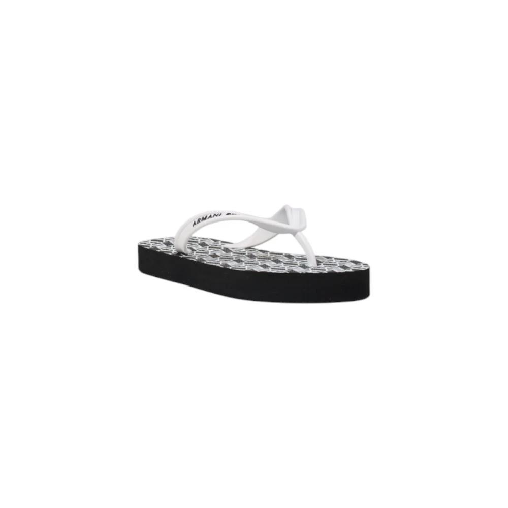 Armani Exchange Black And White Rubber Flip-Flop Sandals by Armani Exchange