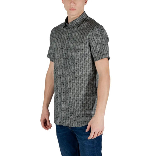 Chemise à manches courtes en coton noir Armani Exchange