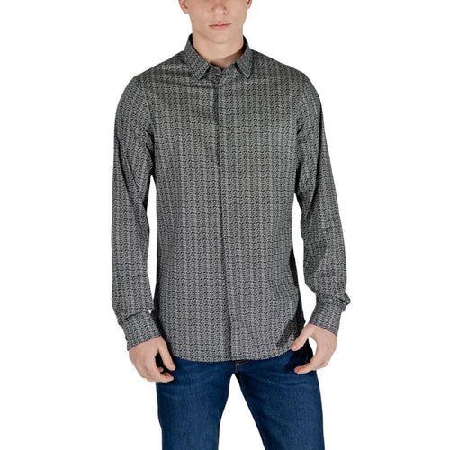 Armani Exchange Black Cotton Pattern Shirt by Armani Exchange