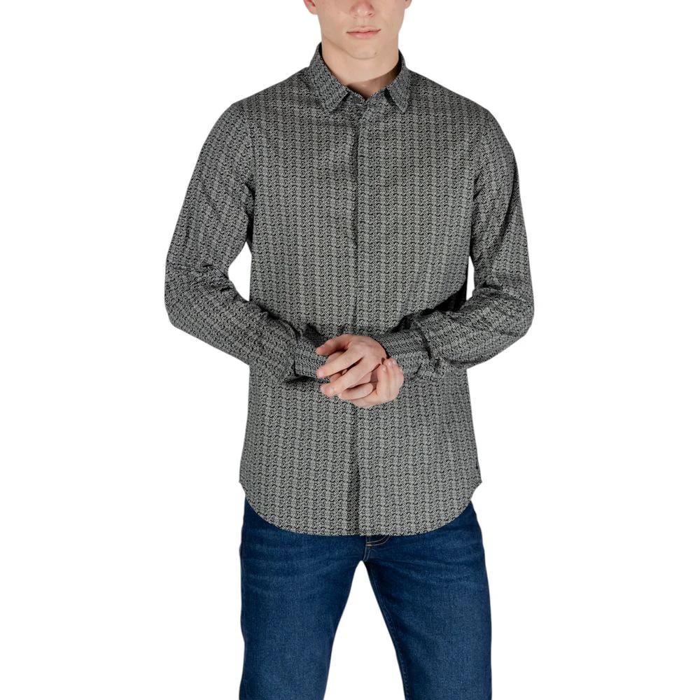 Armani Exchange Black Cotton Pattern Shirt by Armani Exchange