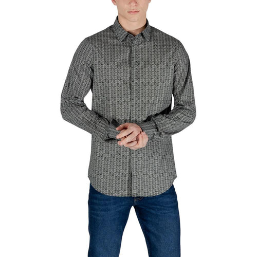 Armani Exchange Black Cotton Pattern Shirt by Armani Exchange