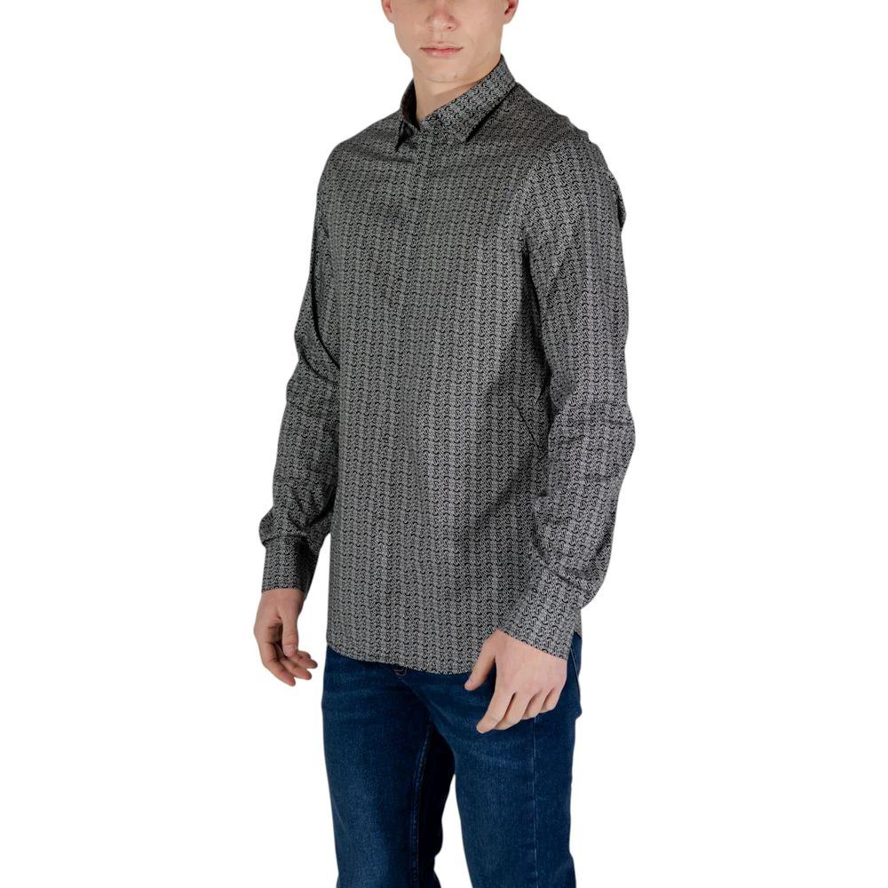 Armani Exchange Black Cotton Pattern Shirt by Armani Exchange