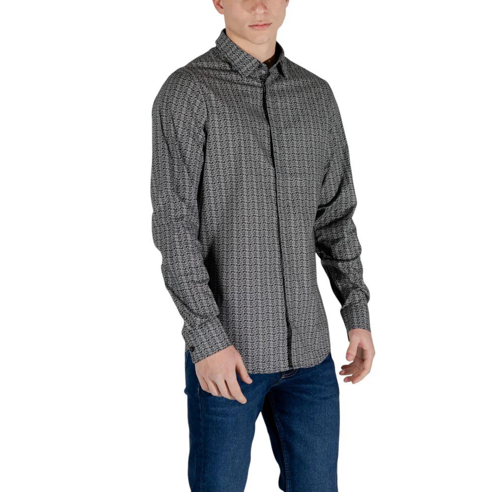 Armani Exchange Black Cotton Pattern Shirt by Armani Exchange