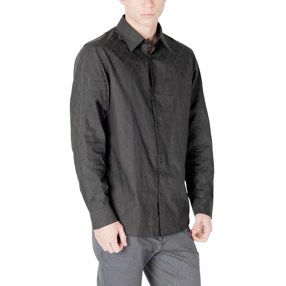 Chemise habillée en coton noir Armani Exchange