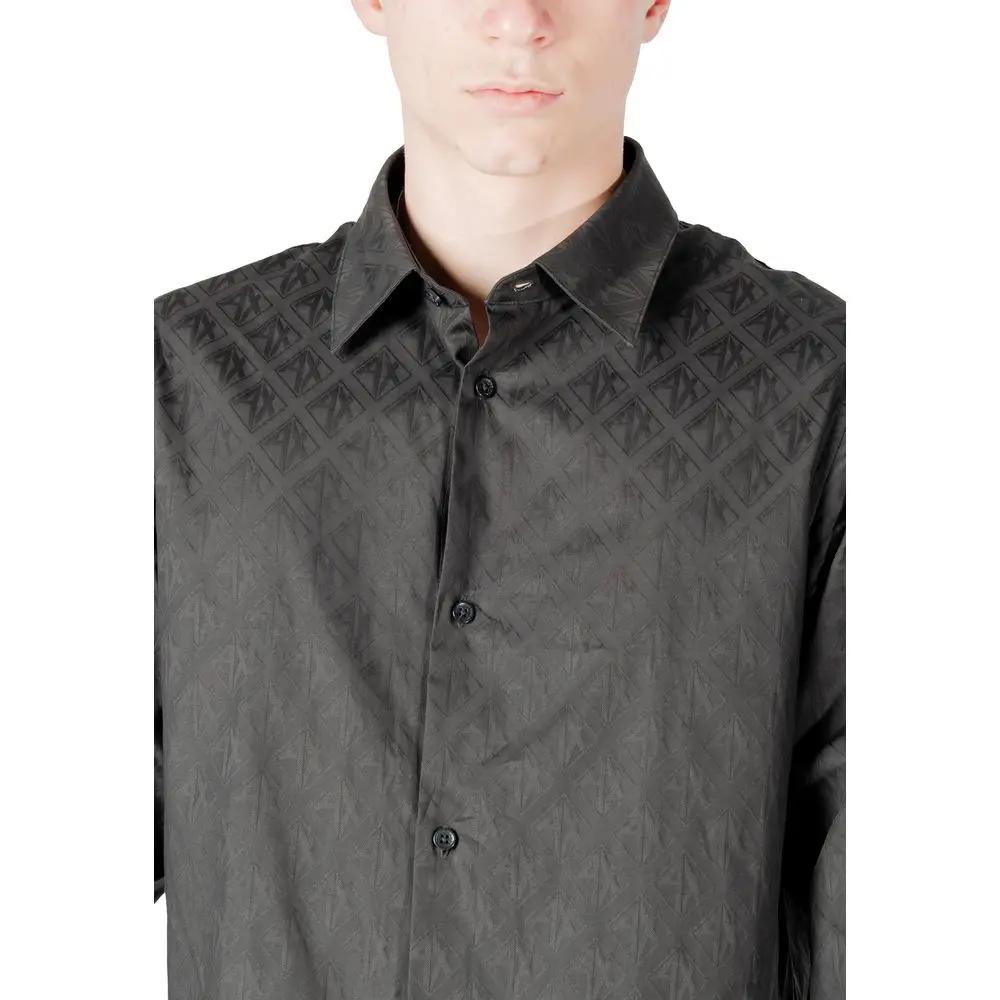 Chemise habillée en coton noir Armani Exchange