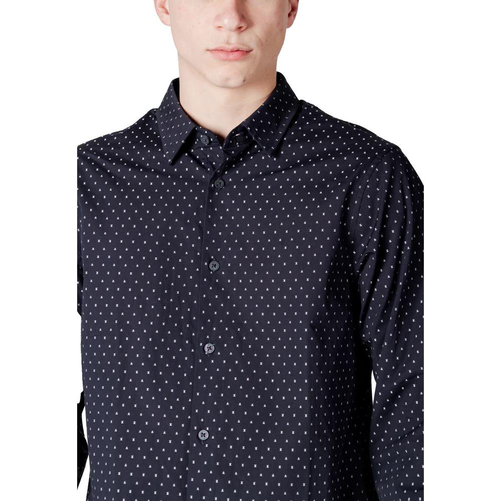 Armani Exchange Blue Cotton Pattern Shirt by Armani Exchange