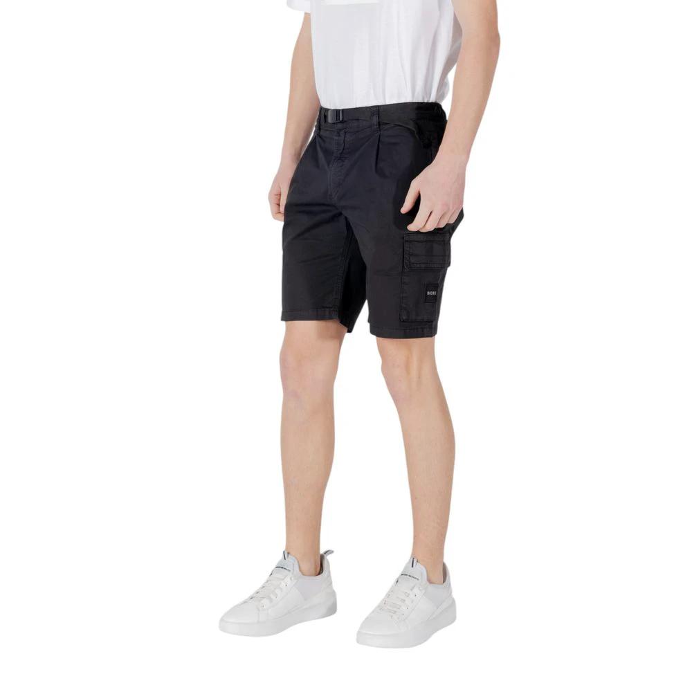 Hugo Boss Black Cotton Bermuda Shorts by Hugo Boss