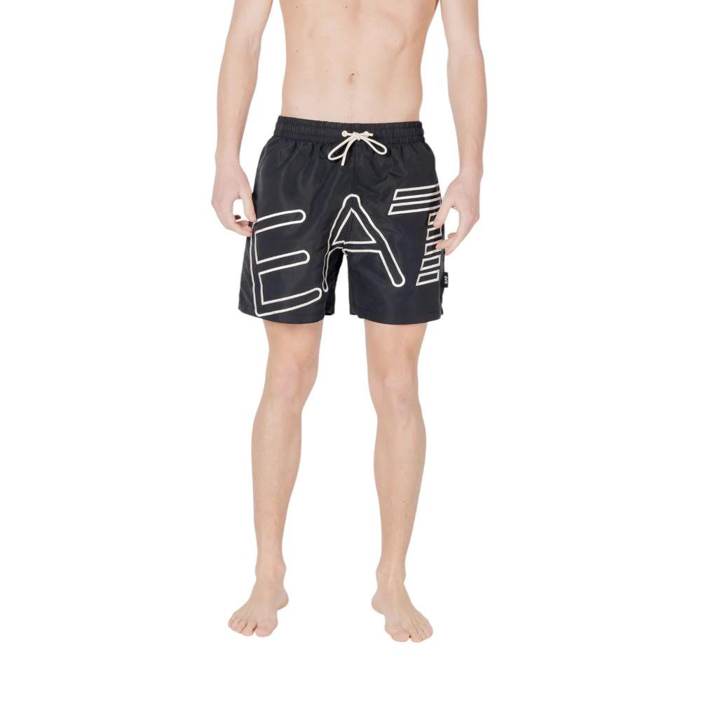 EA7 Emporio Armani Black Polyester Swim Shorts by EA7 Emporio Armani