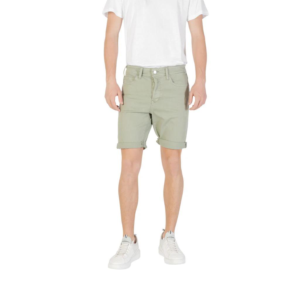 Replay Green Cotton Bermuda Shorts by Replay