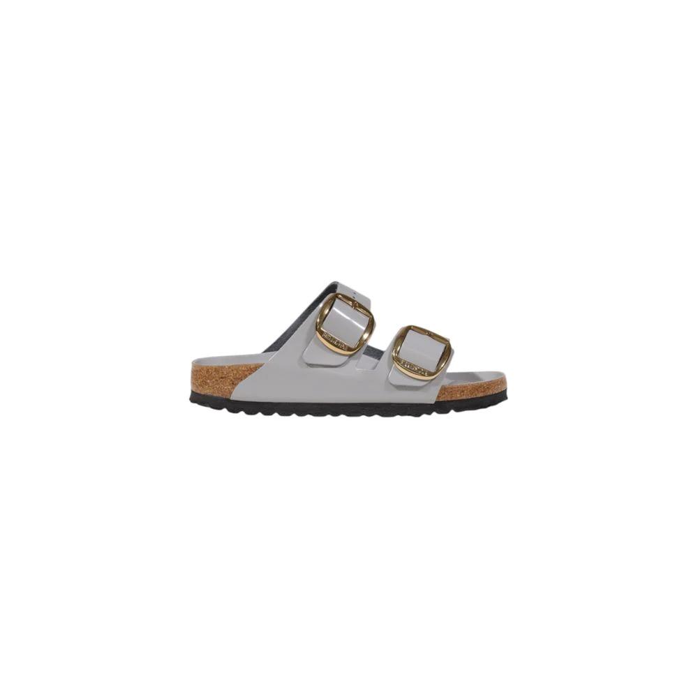 Birkenstock Gray Leather Slippers by Birkenstock