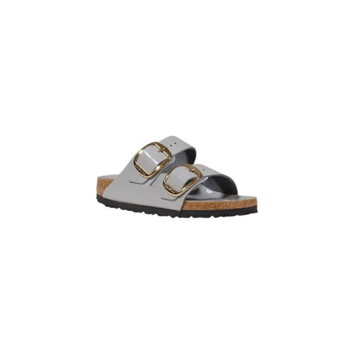 Pantoufles Birkenstock en cuir gris