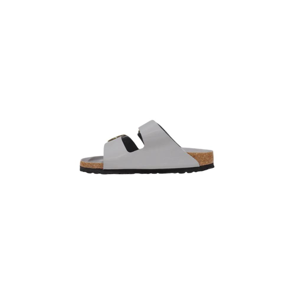 Birkenstock Gray Leather Slippers by Birkenstock