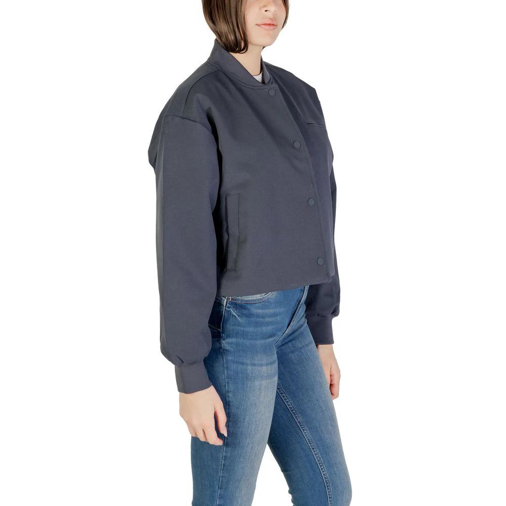 Calvin Klein Jeans Gray Recycled Polyester Bomber by Calvin Klein Jeans