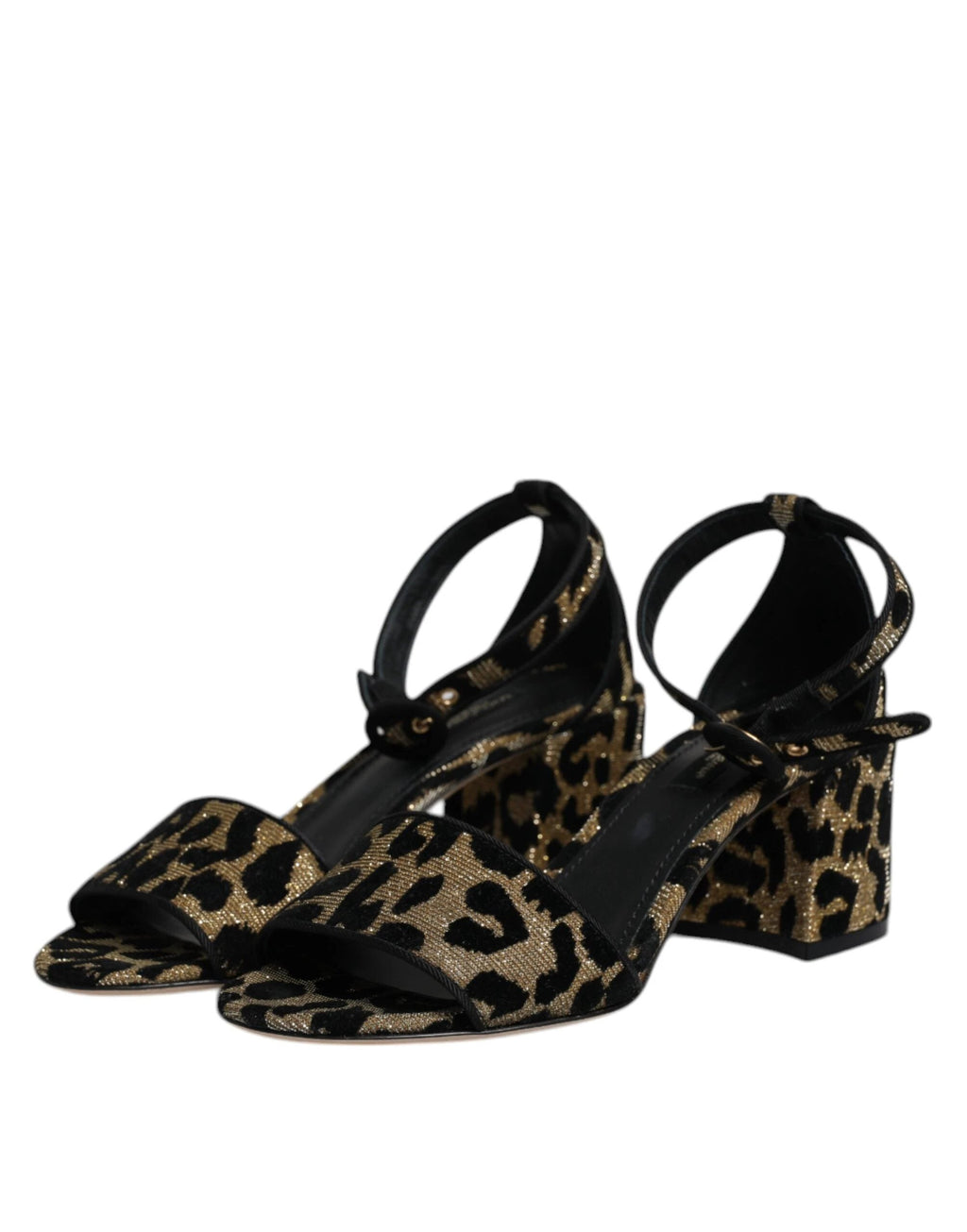 Dolce & Gabbana Gold Leopard Ankle Strap Heels Sandals Shoes by Dolce & Gabbana