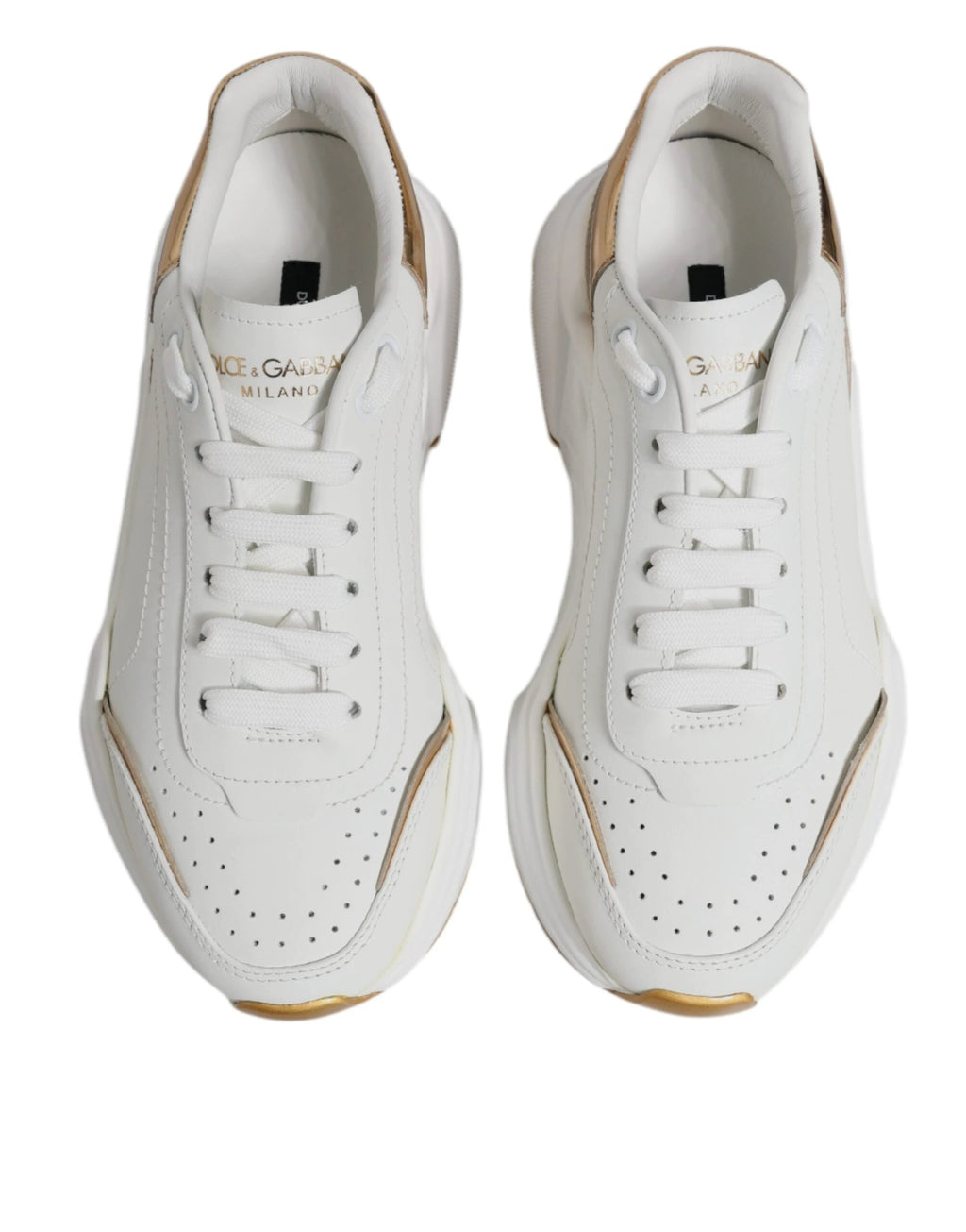 Dolce & Gabbana White Gold Daymaster Low Top Sneakers Shoes by Dolce & Gabbana