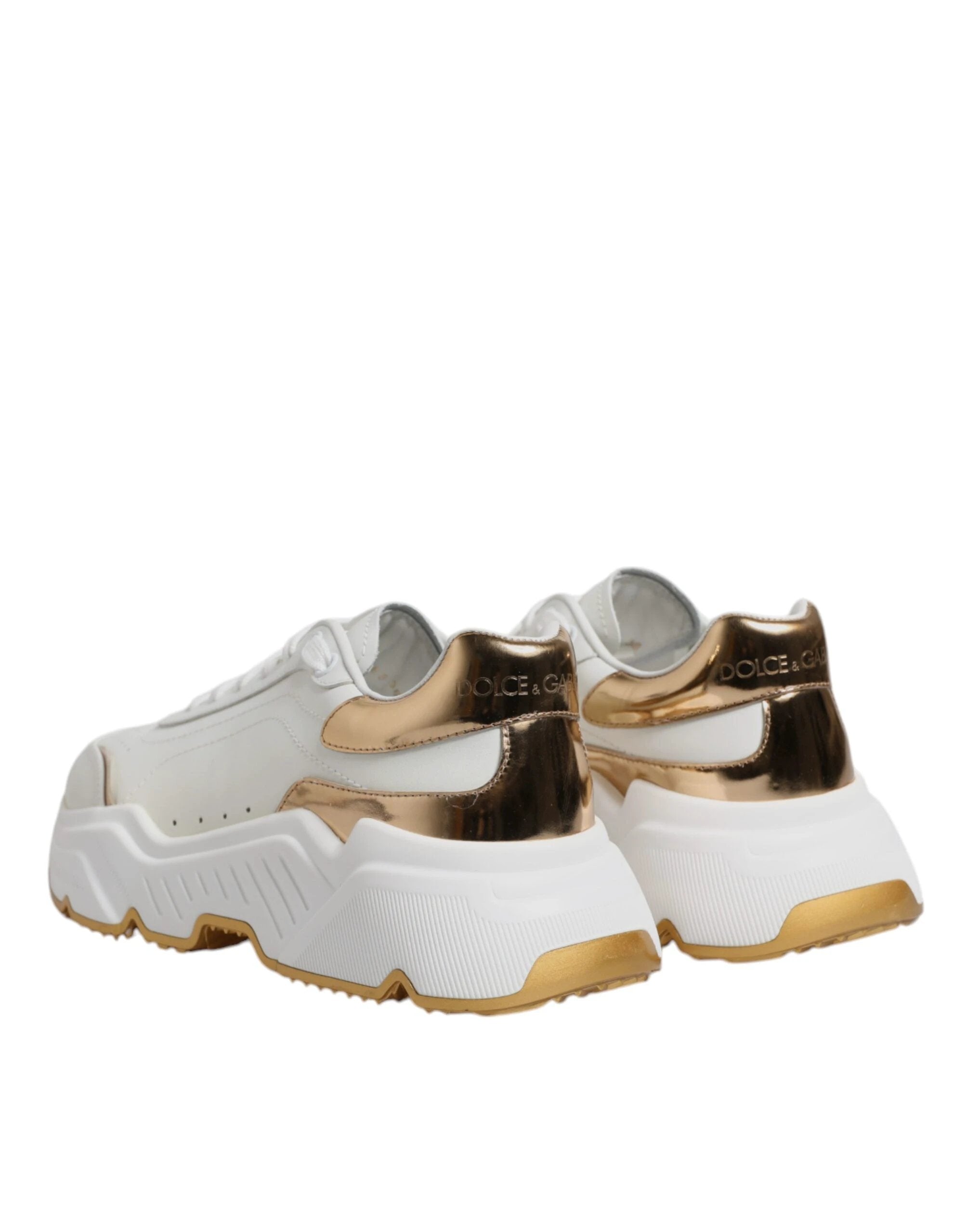 Dolce & Gabbana White Gold Daymaster Low Top Sneakers Shoes by Dolce & Gabbana