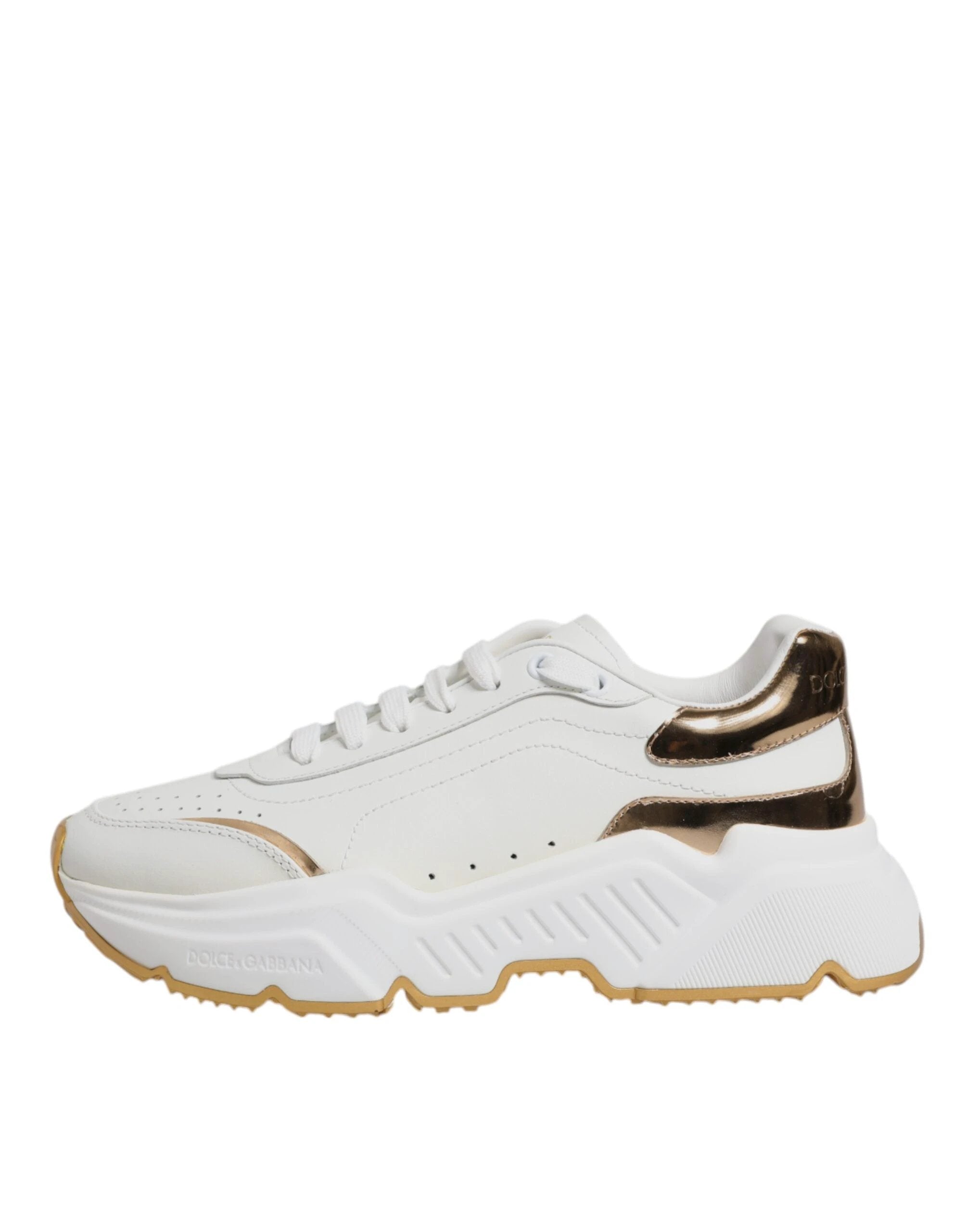 Dolce & Gabbana White Gold Daymaster Low Top Sneakers Shoes by Dolce & Gabbana