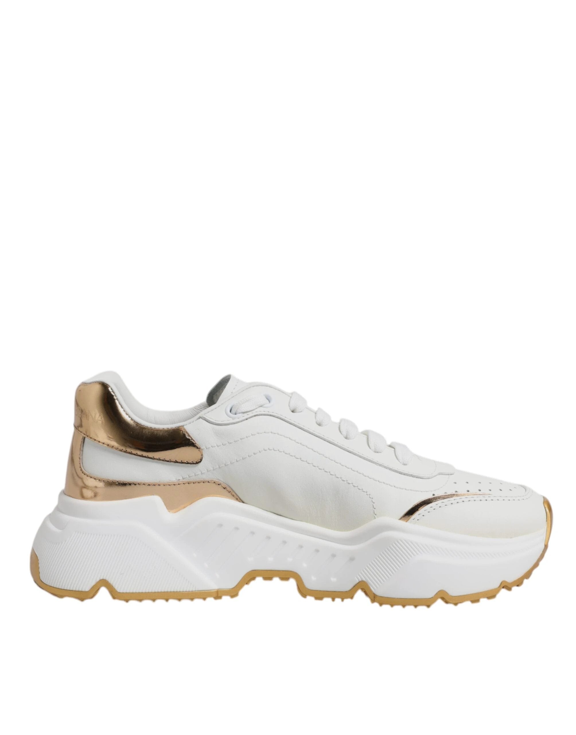 Dolce & Gabbana White Gold Daymaster Low Top Sneakers Shoes by Dolce & Gabbana