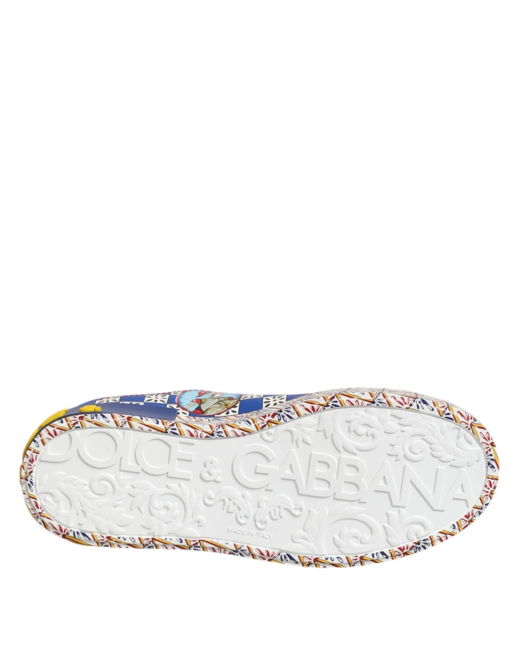 Dolce & Gabbana Portofino Carretto Printed Leather Sneakers Shoes by Dolce & Gabbana