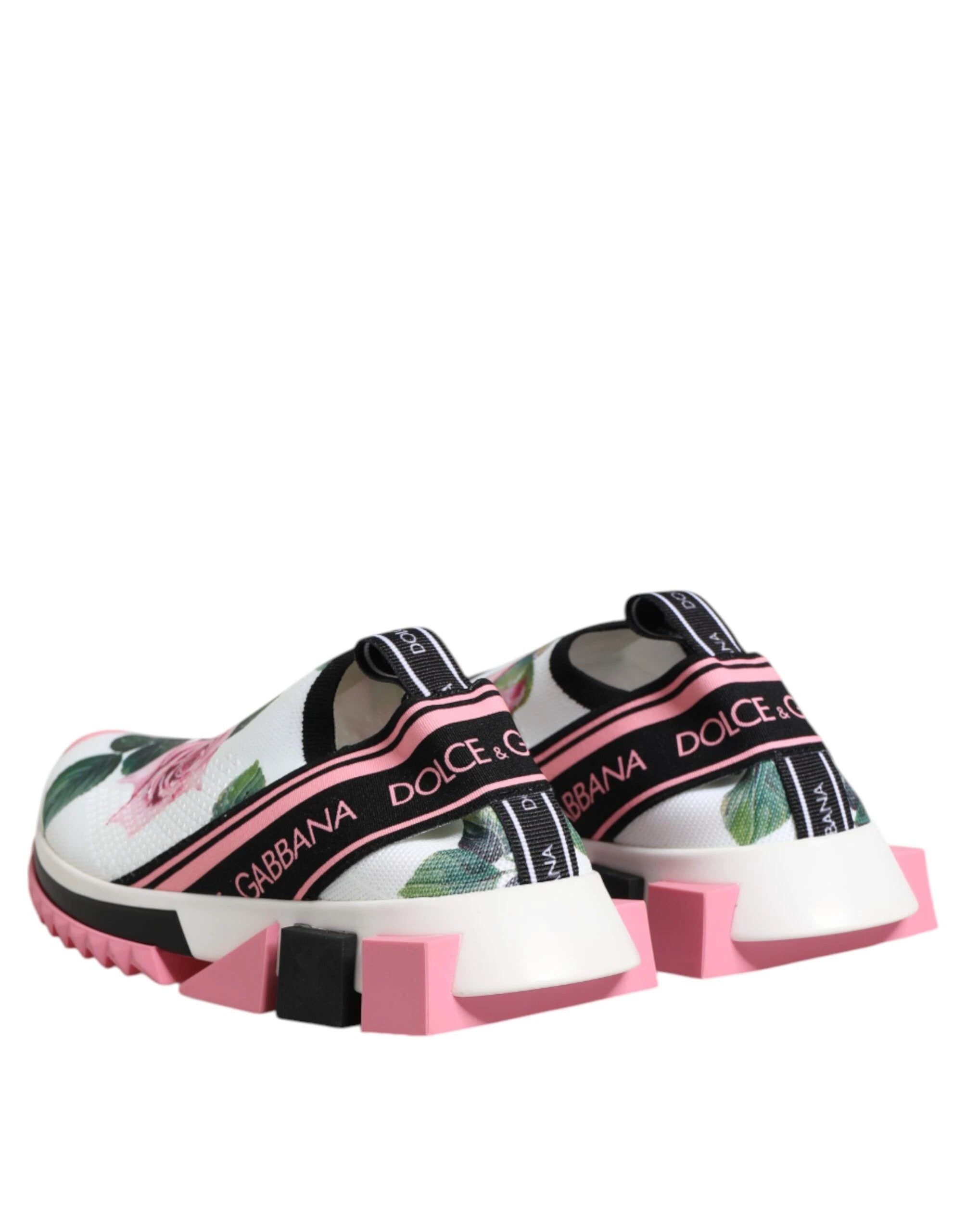 Dolce & Gabbana White Rose Print Sorrento Sneakers Shoes by Dolce & Gabbana