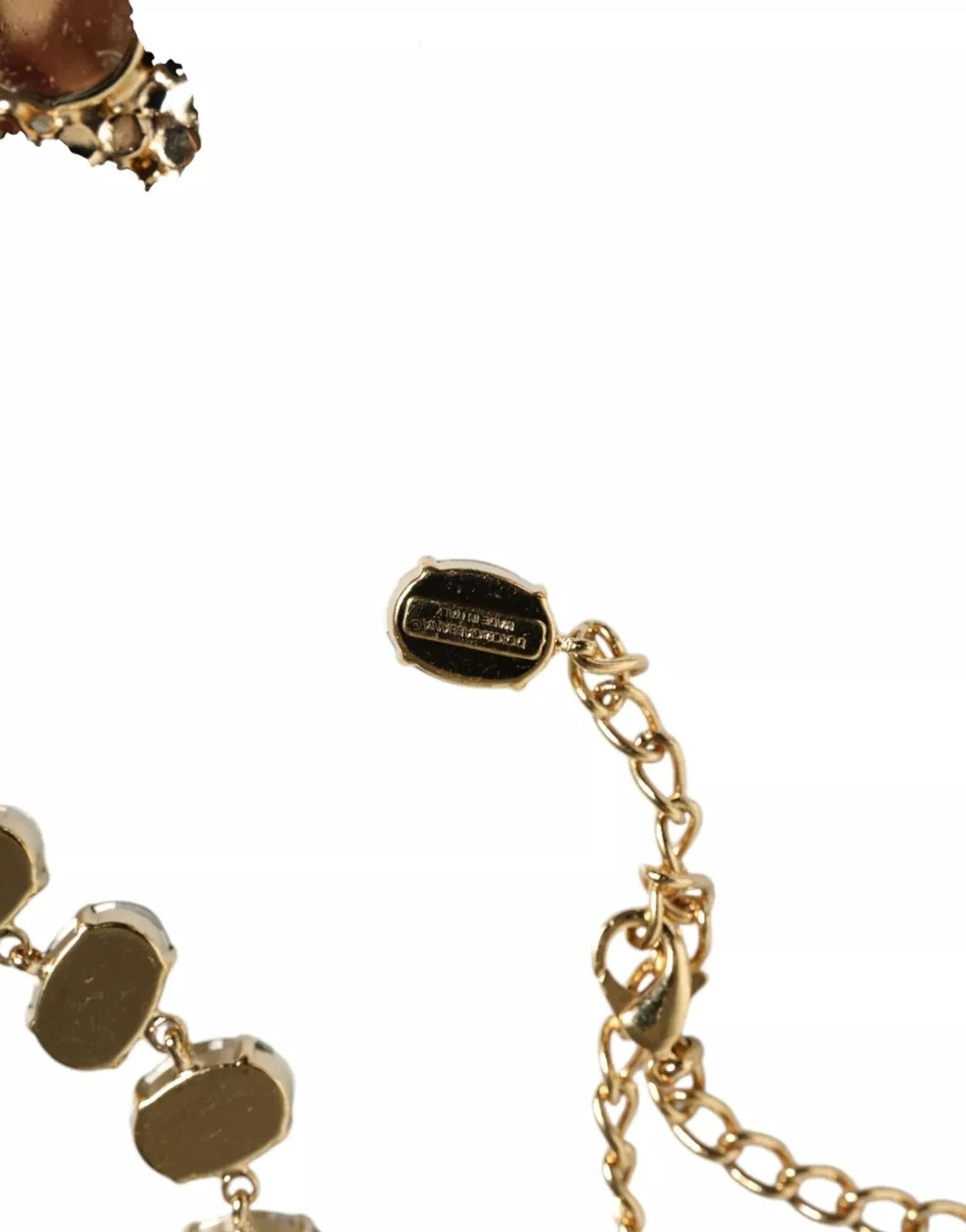 Dolce & Gabbana Gold Brass Link Chain Rose Petal Crystal Necklace by Dolce & Gabbana