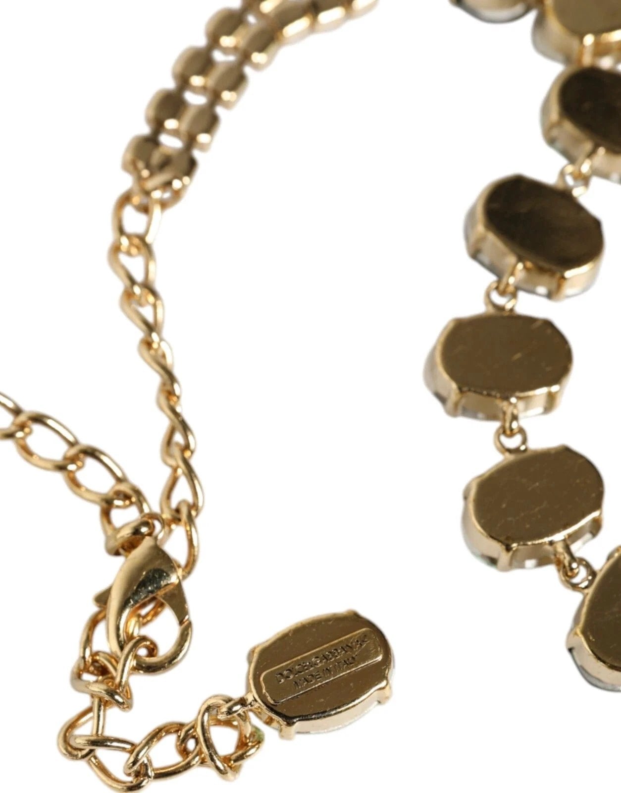 Dolce & Gabbana Gold Brass Link Chain Rose Petal Crystal Necklace by Dolce & Gabbana