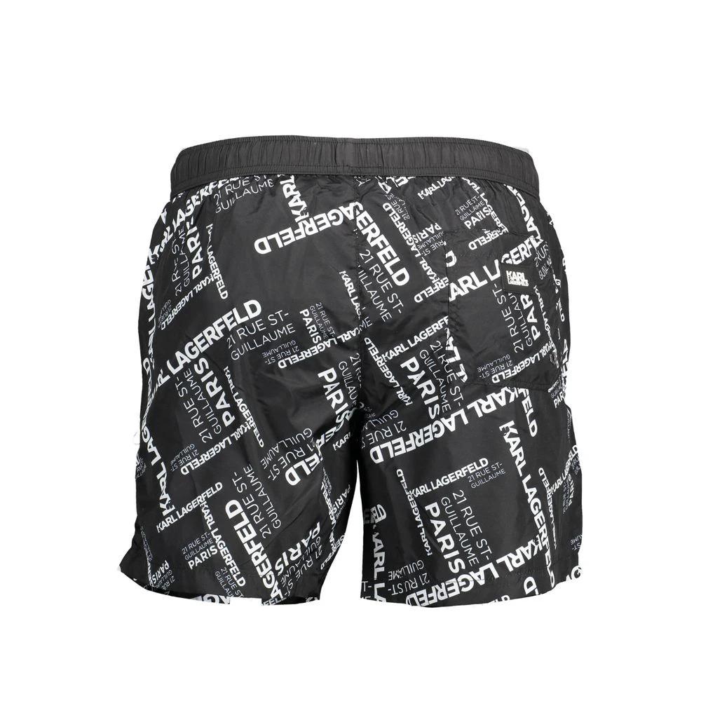 Karl Lagerfeld Black Polyester Men's Swim Trunk