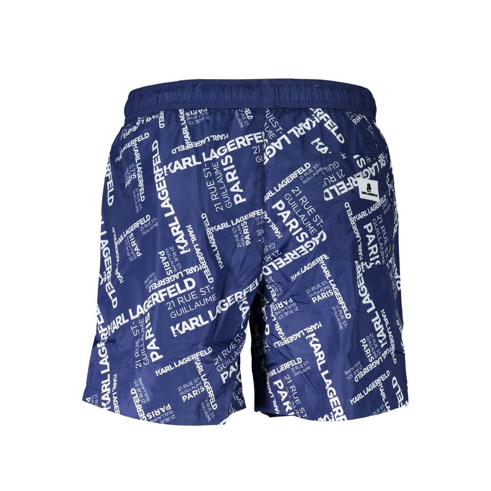 Karl Lagerfeld Blu Polyester Men Swim Boxer