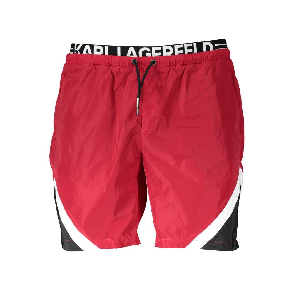 Boxer de bain homme rouge en polyester Karl Lagerfeld