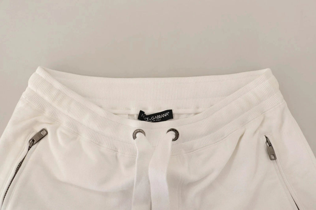 Dolce & Gabbana White Cotton Logo Patch Sweatpants Jogging Pants by Dolce & Gabbana