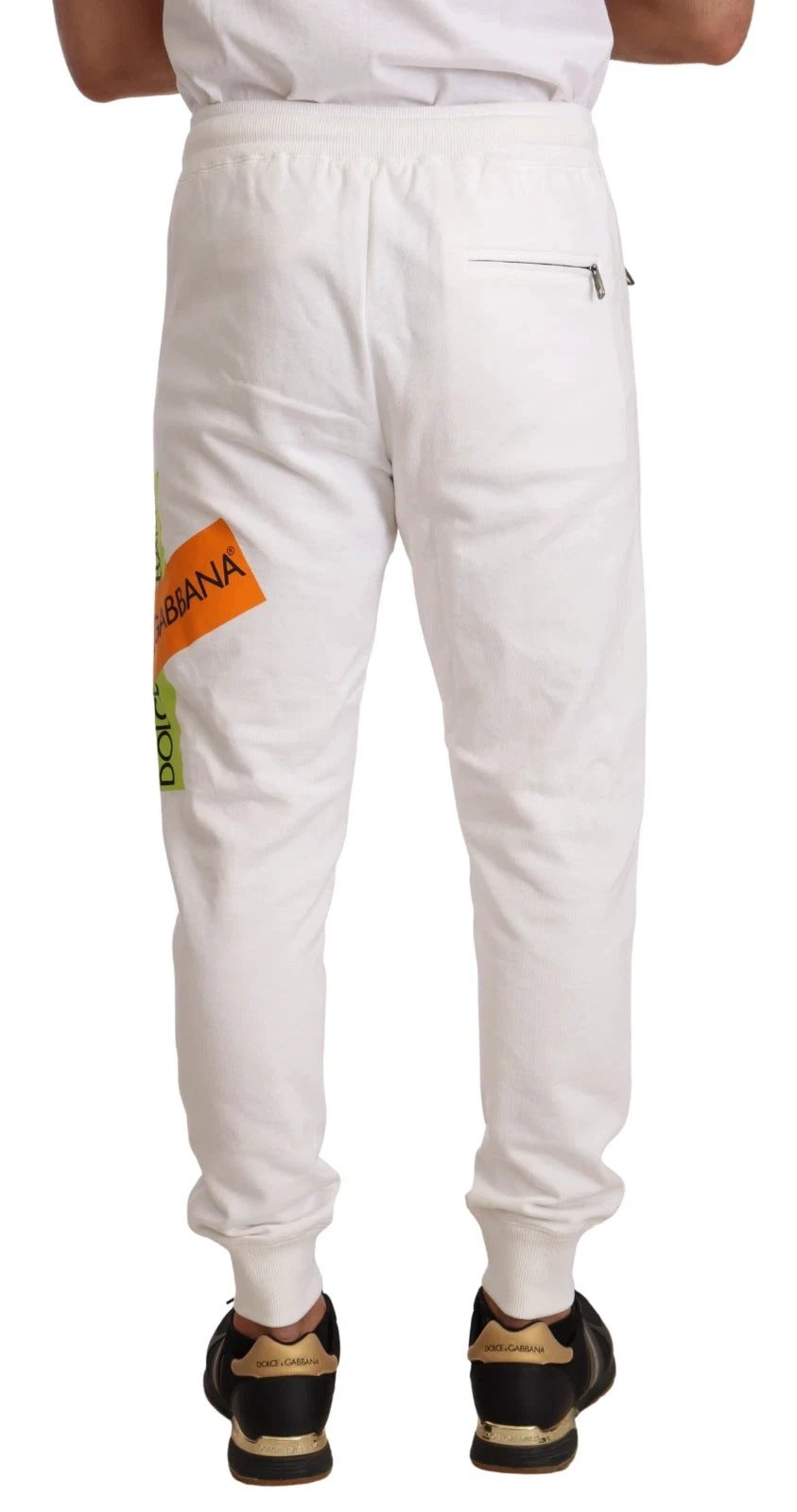 Dolce & Gabbana White Cotton Logo Patch Sweatpants Jogging Pants by Dolce & Gabbana