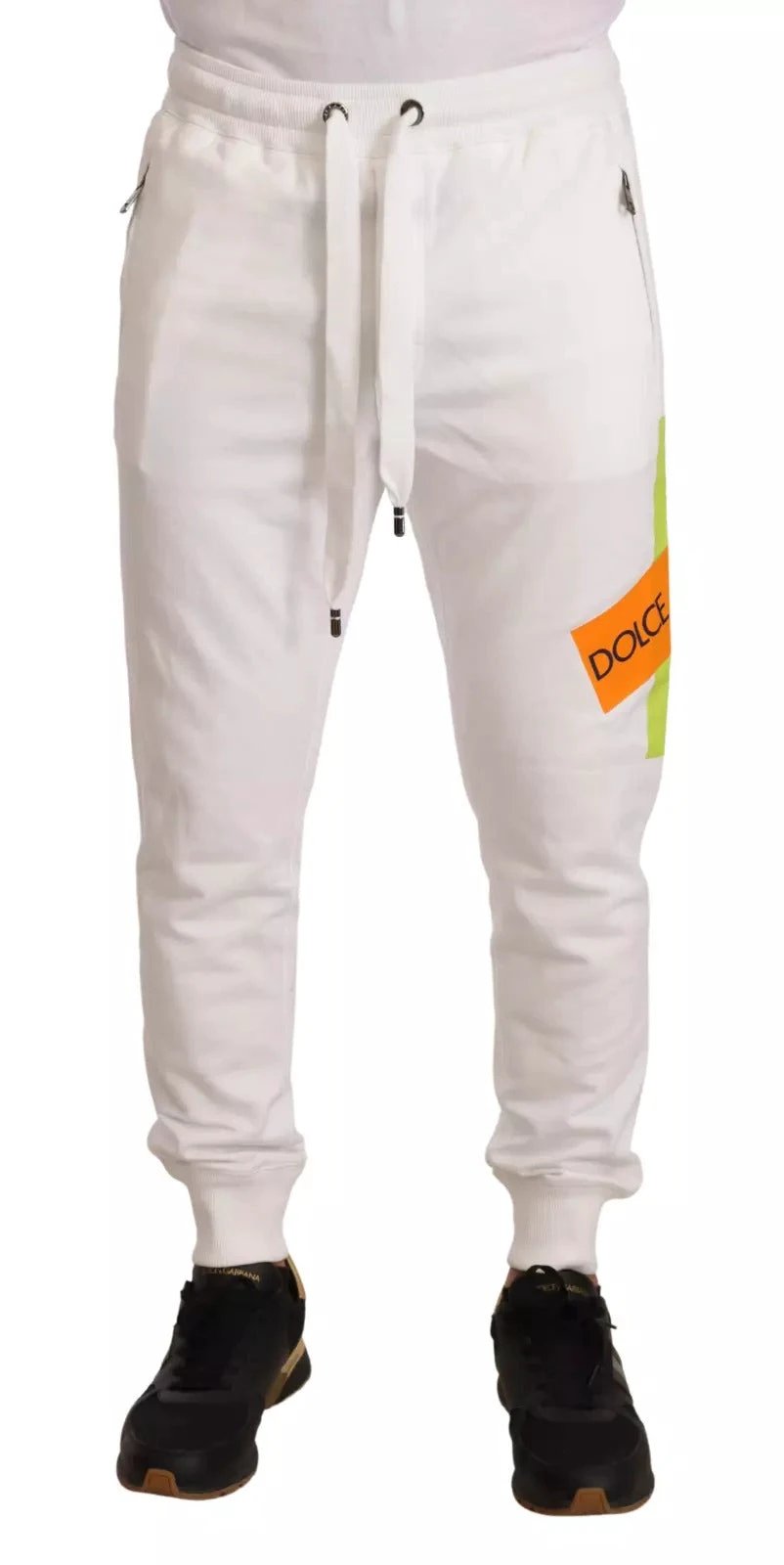 Dolce & Gabbana White Cotton Logo Patch Sweatpants Jogging Pants by Dolce & Gabbana