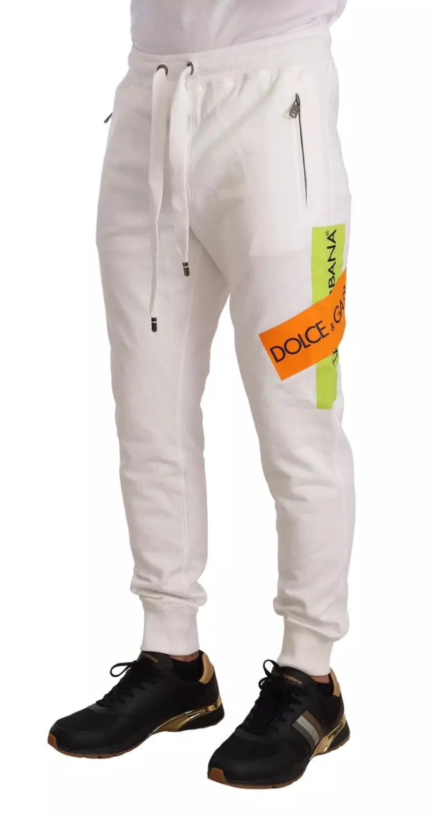 Dolce & Gabbana White Cotton Logo Patch Sweatpants Jogging Pants by Dolce & Gabbana