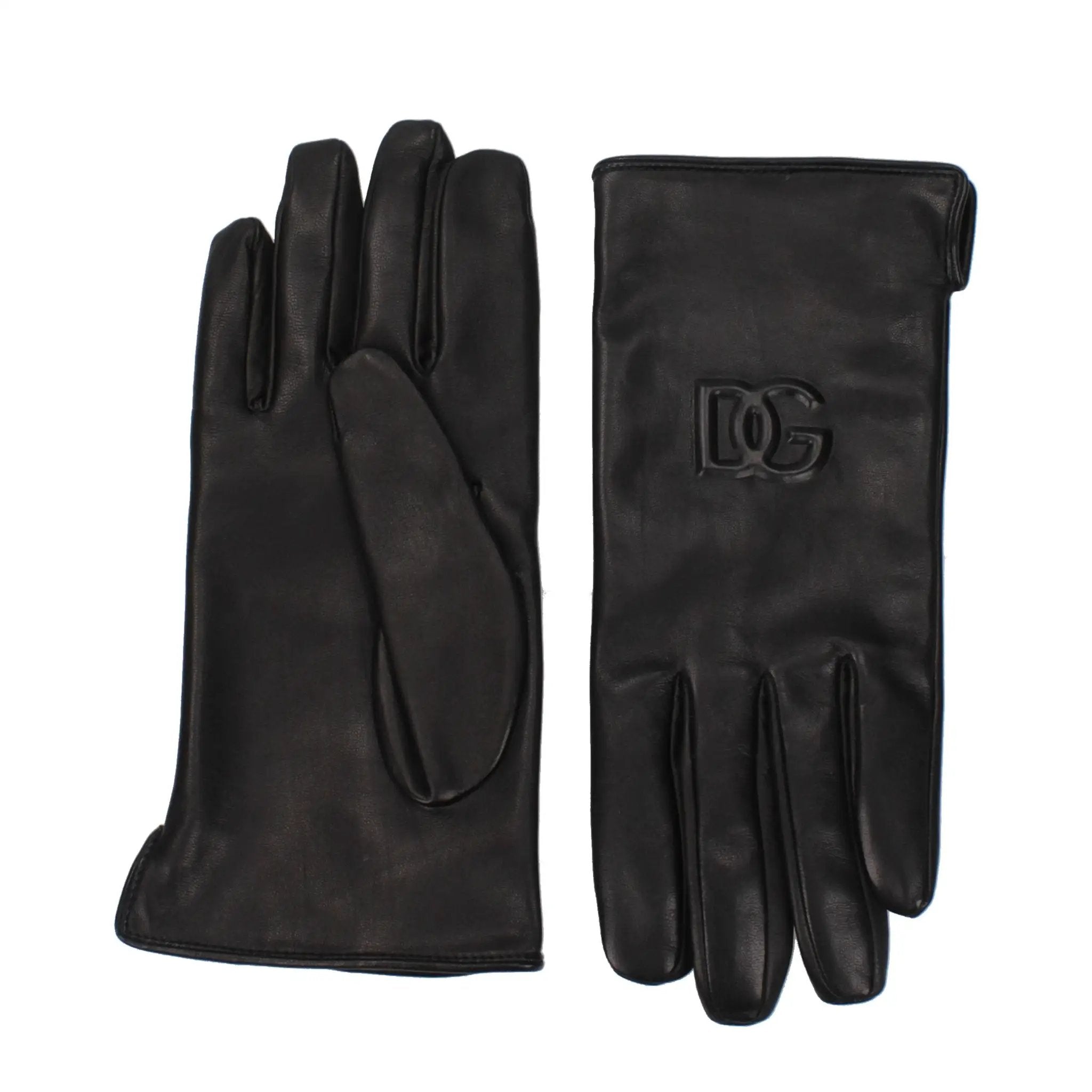 Gants en cuir noir Dolce &amp; Gabbana