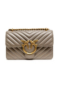 PINKO Grey Leather Love One Mini Shoulder Bag by PINKO