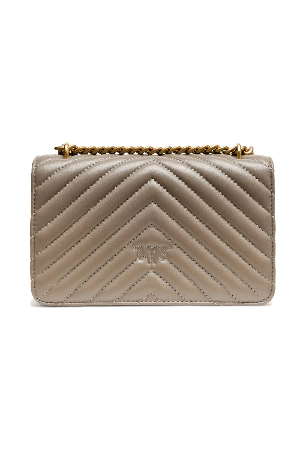 PINKO Grey Leather Love One Mini Shoulder Bag by PINKO